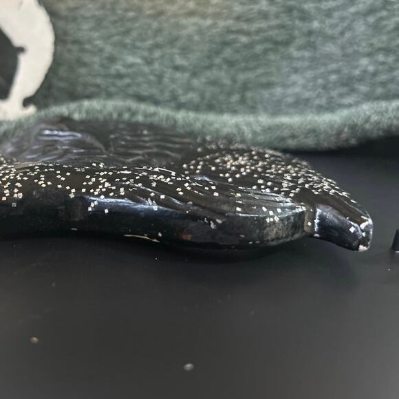 1954 Miller Studios Chalkware Kissing Fish Plaster Black and Sparkly MCM - Picture 9 of 14